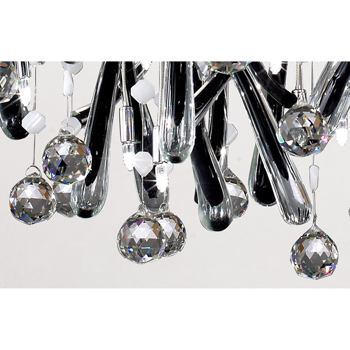 Class 20 Light Square Glass & Crystal Cluster Pendant Light -  Chrome & Black