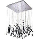 Class 20 Light Square Glass & Crystal Cluster Pendant Light -  Chrome & Black