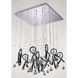 Class 20 Light Square Glass & Crystal Cluster Pendant Light -  Chrome & Black