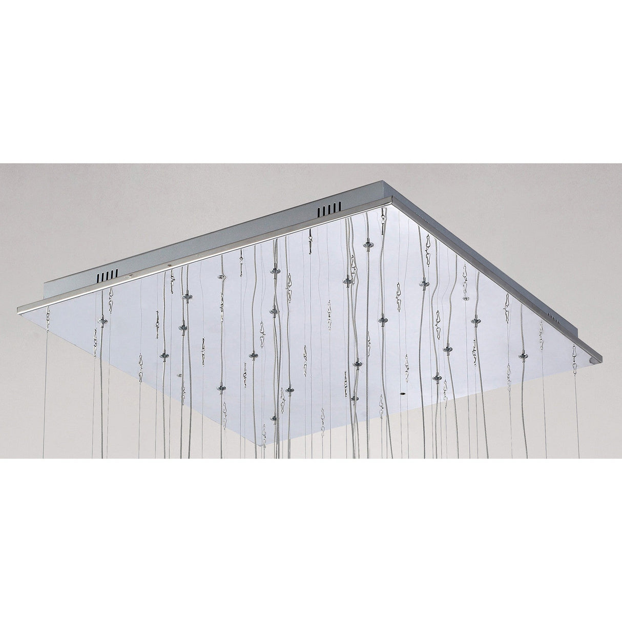 Class 20 Light Square Glass & Crystal Cluster Pendant Light - Chrome & White