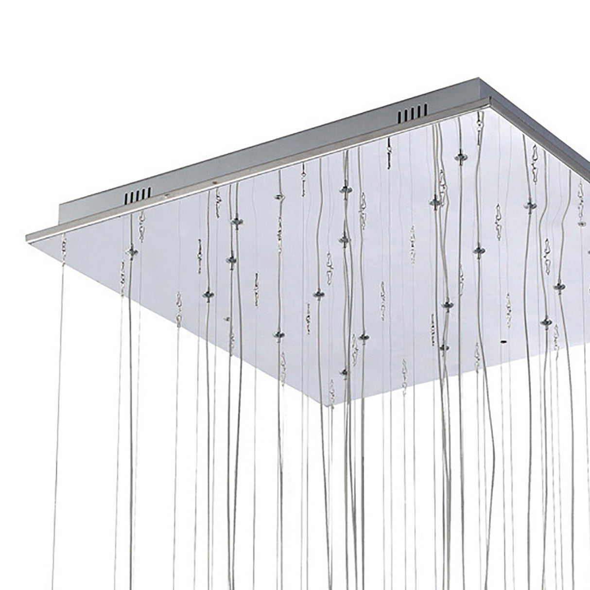 Class 20 Light Square Glass & Crystal Cluster Pendant Light - Chrome & White