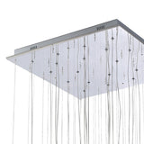 Class 20 Light Square Glass & Crystal Cluster Pendant Light - Chrome & White