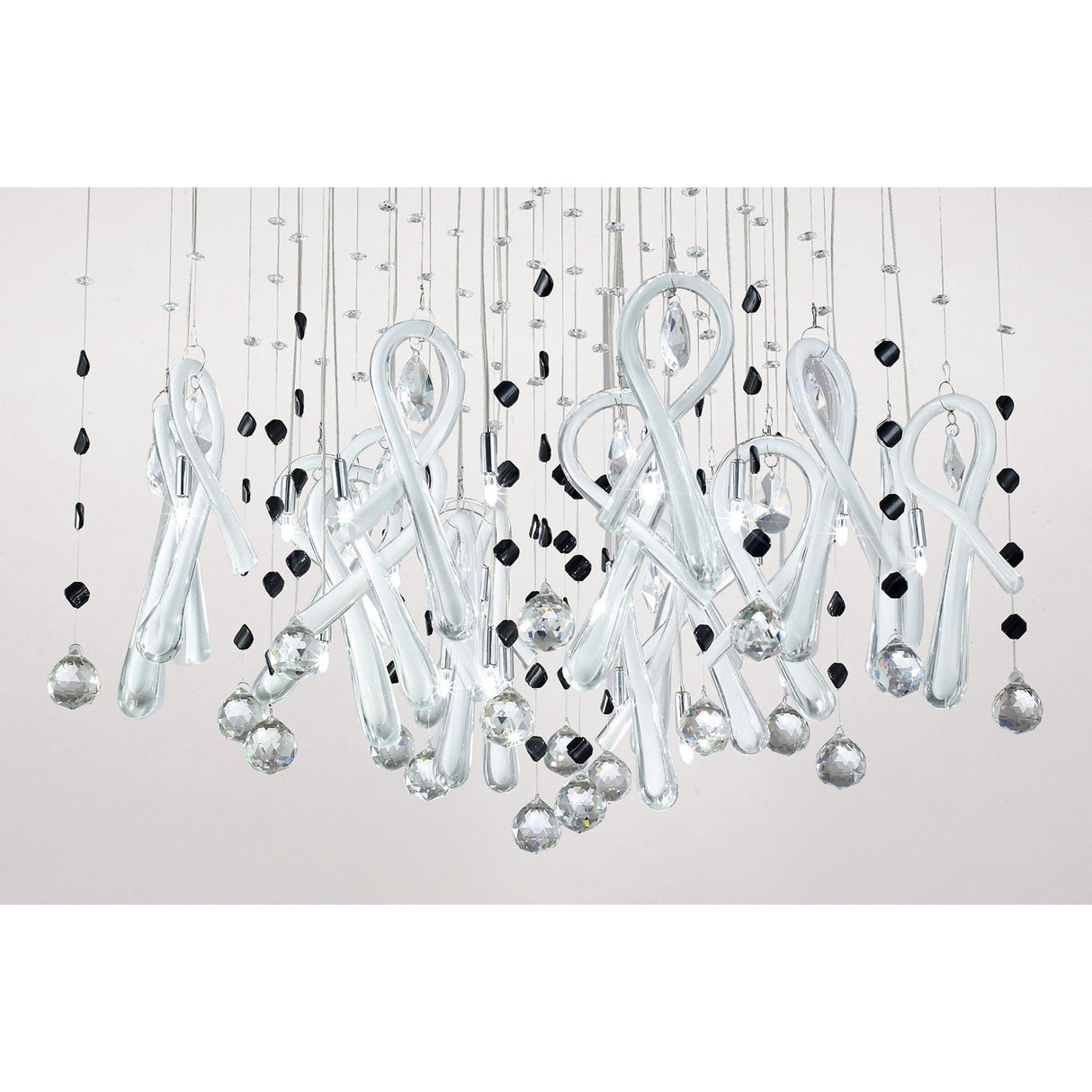 Class 20 Light Square Glass & Crystal Cluster Pendant Light - Chrome & White