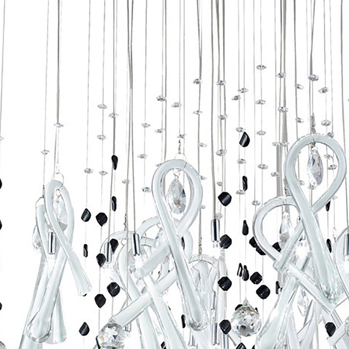 Class 20 Light Square Glass & Crystal Cluster Pendant Light - Chrome & White