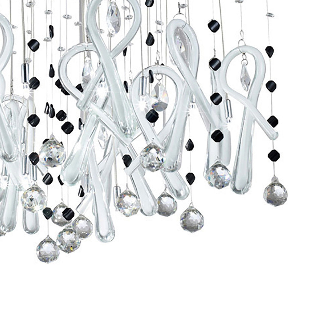 Class 20 Light Square Glass & Crystal Cluster Pendant Light - Chrome & White