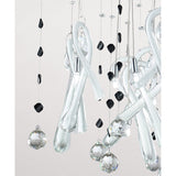 Class 20 Light Square Glass & Crystal Cluster Pendant Light - Chrome & White