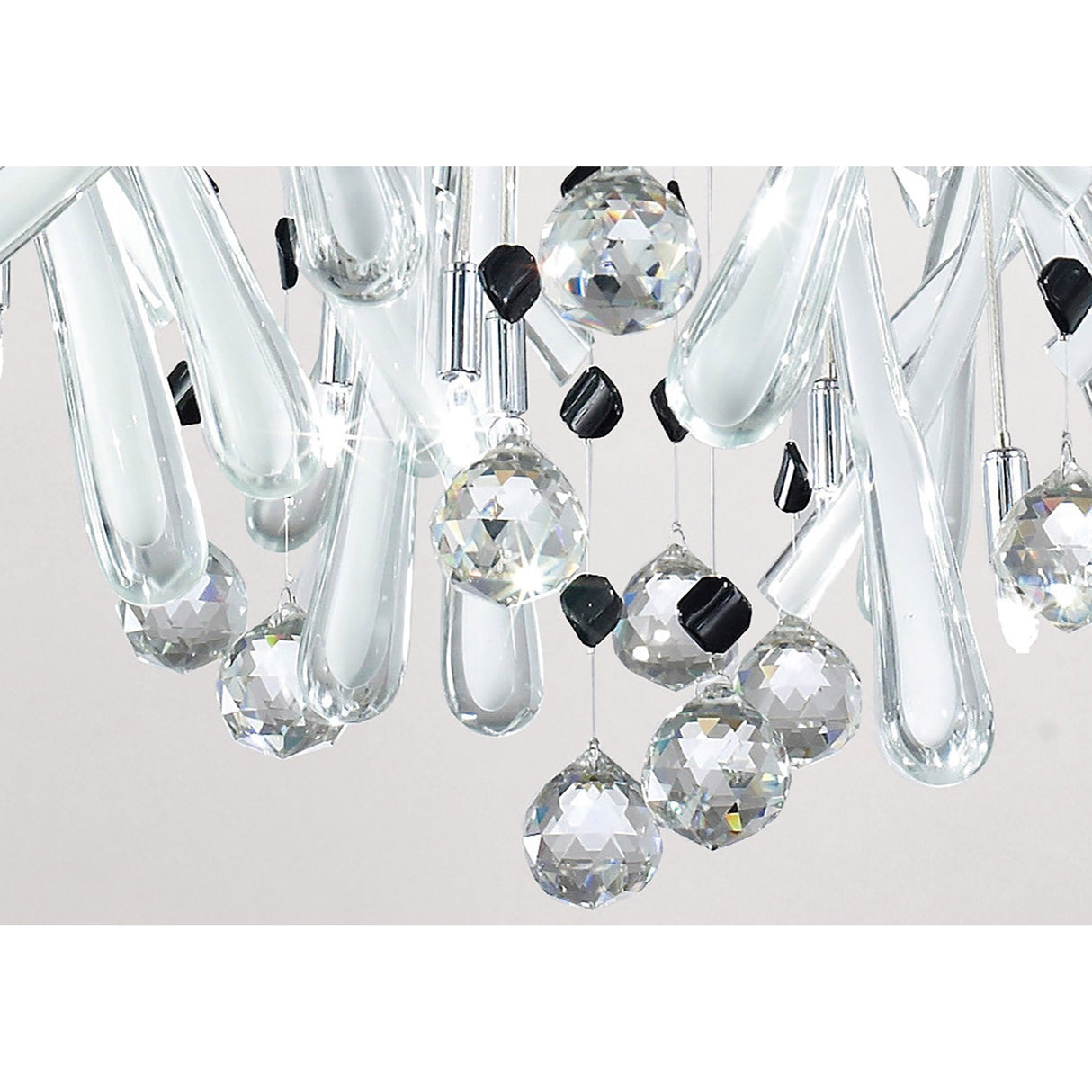 Class 20 Light Square Glass & Crystal Cluster Pendant Light - Chrome & White