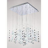 Class 20 Light Square Glass & Crystal Cluster Pendant Light - Chrome & White
