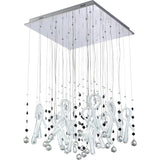 Class 20 Light Square Glass & Crystal Cluster Pendant Light - Chrome & White