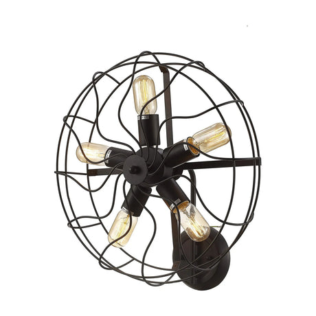 Claudia 5 Light E27 Wall Light in black, shown upright on a plain white background.