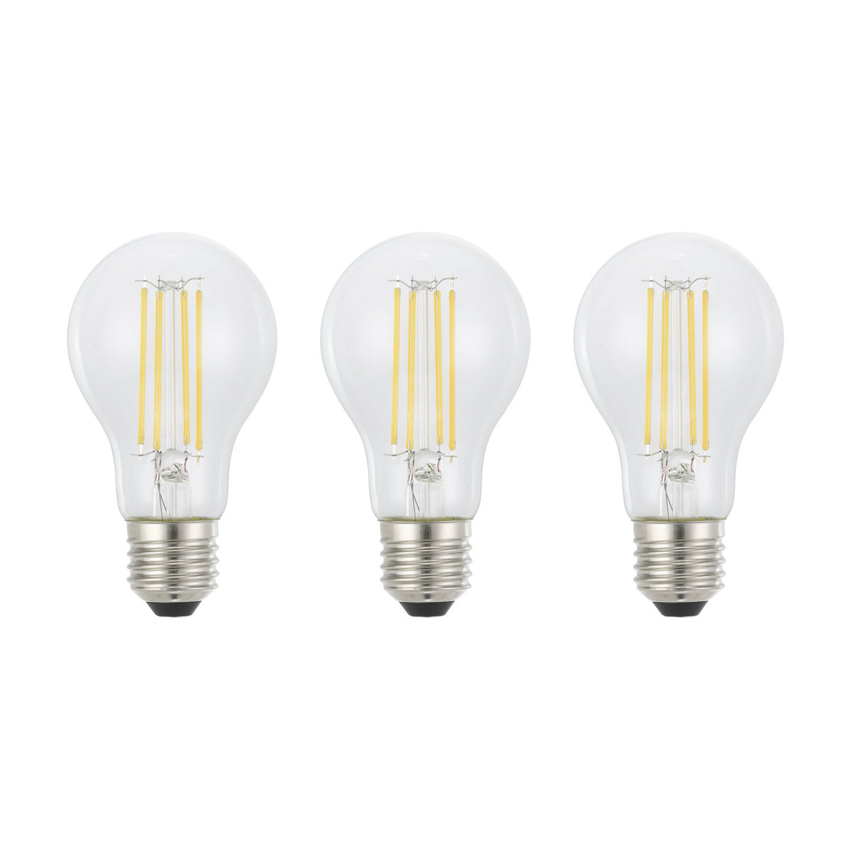 Clear LED GLS Bulb E27 A60 806lm Warm White Pack of 3