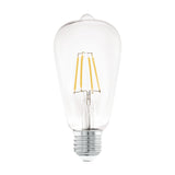 Clear LED Vintage Bulb E27 ST64, teardrop-shaped glass with four upright filaments and a silver screw cap, 7W warm white, shown on a plain white background.