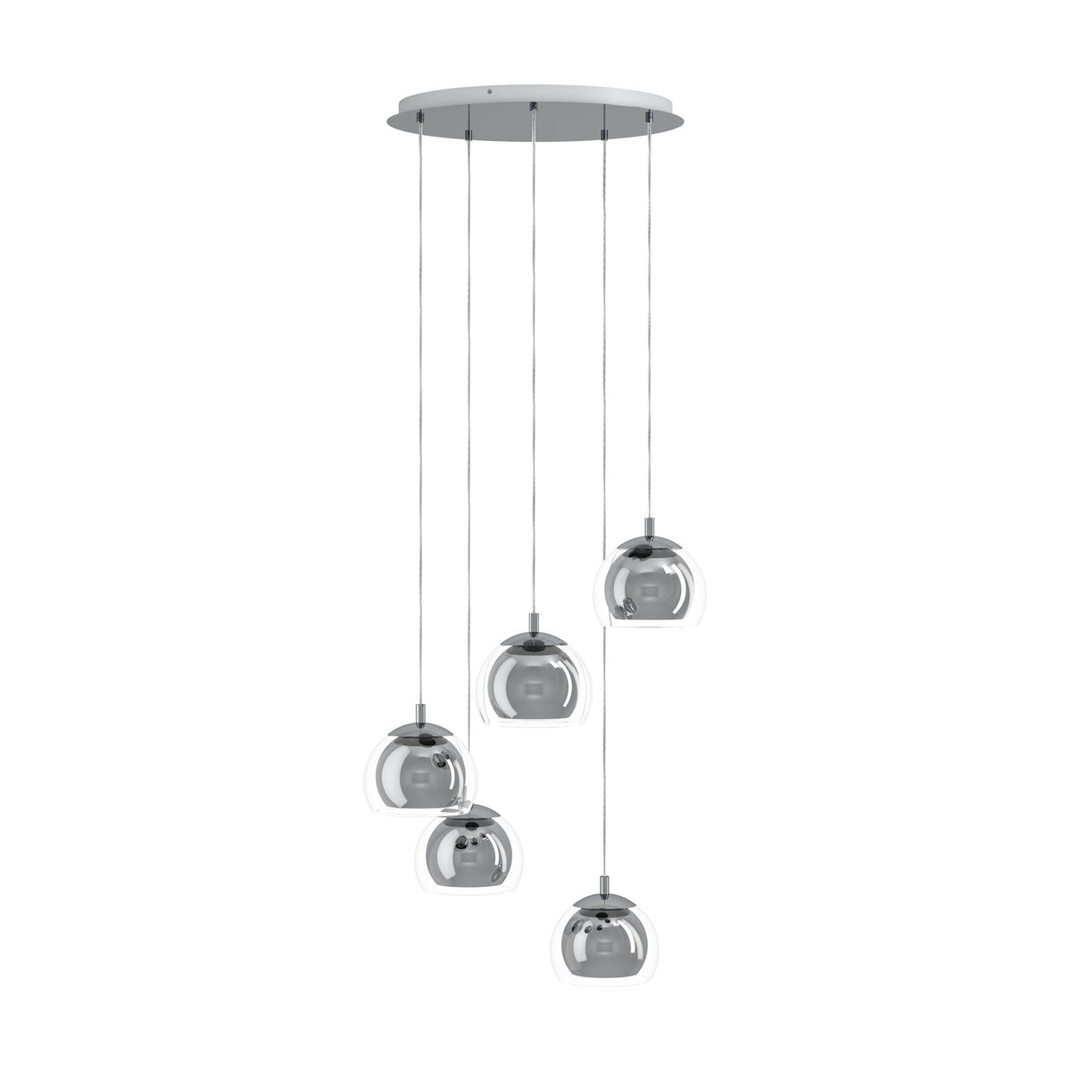 Clenette Clear Glass 5 Light Pendant - Chrome