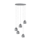 Clenette Clear Glass 5 Light Pendant - Chrome