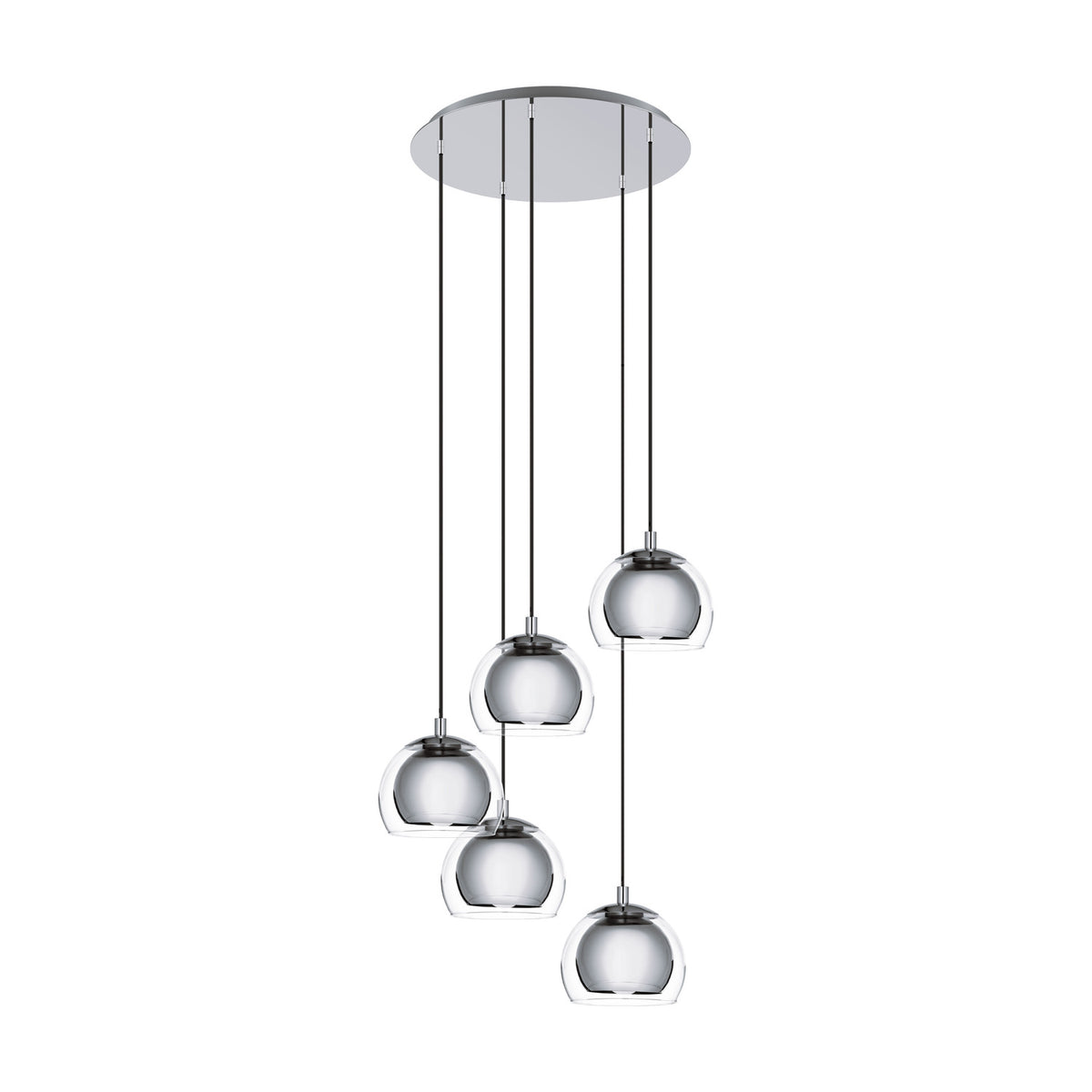 Clenette Clear Glass 5 Light Pendant - Chrome