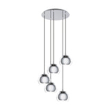 Clenette Clear Glass 5 Light Pendant - Chrome