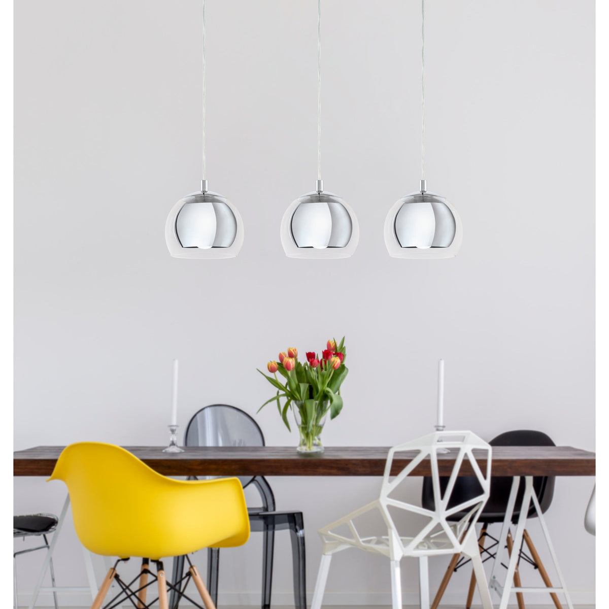 Clenette Clear Glass Linear Pendant Light - Chrome