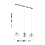 Clenette Clear Glass Linear Pendant Light - Chrome