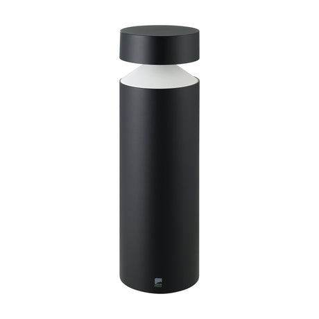 Clerbora LED Bollard Light 45cm in black, a slim cylindrical aluminium post light with flat cap and white cone diffuser, shown on a plain white background.