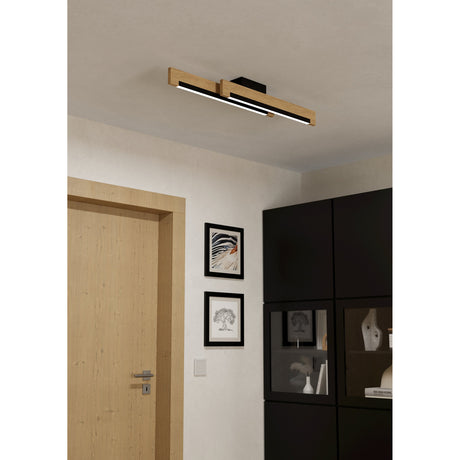 Clivane LED Flush Ceiling Light - Black & Brown