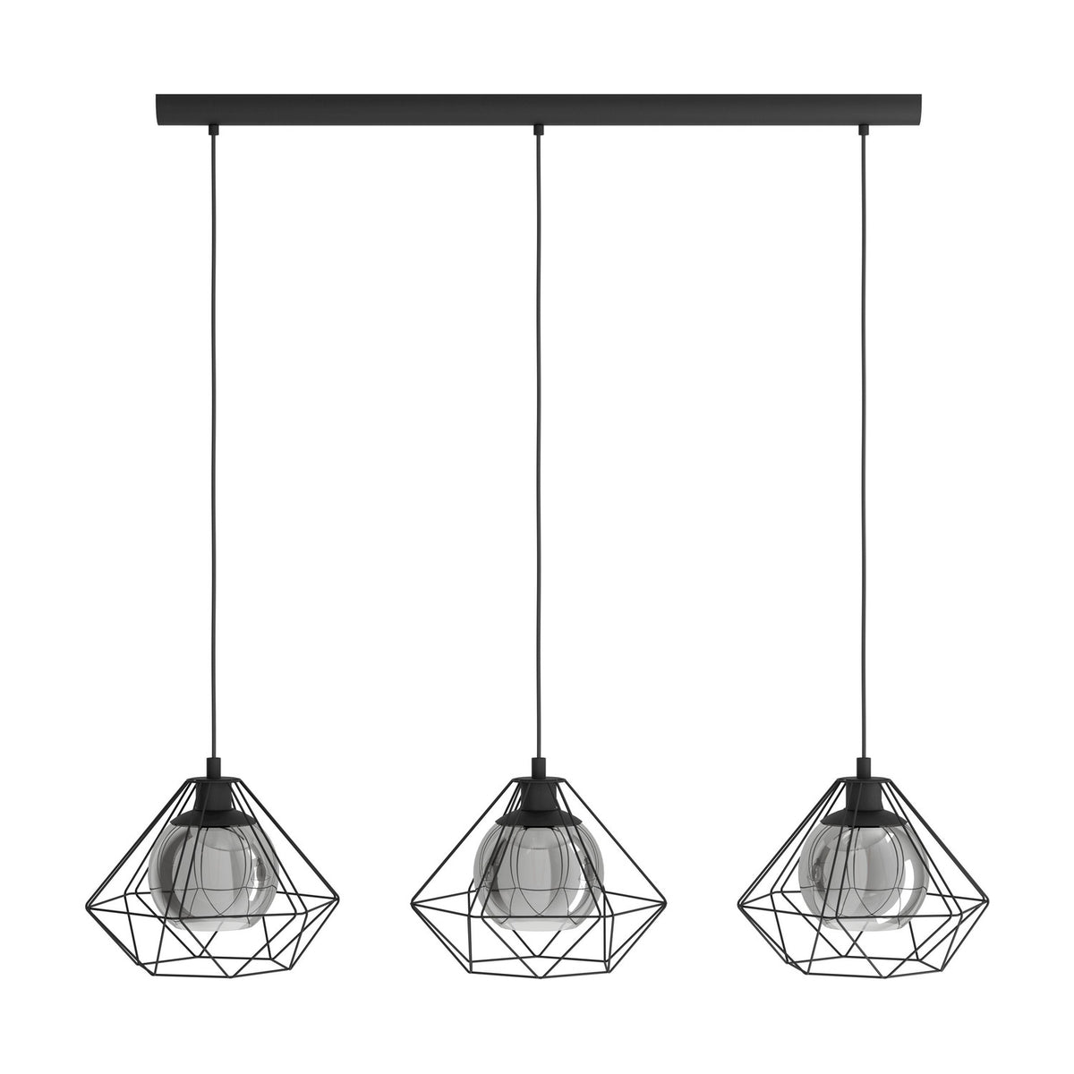 Clorbelle Smoked Glass Linear Pendant Light - Black
