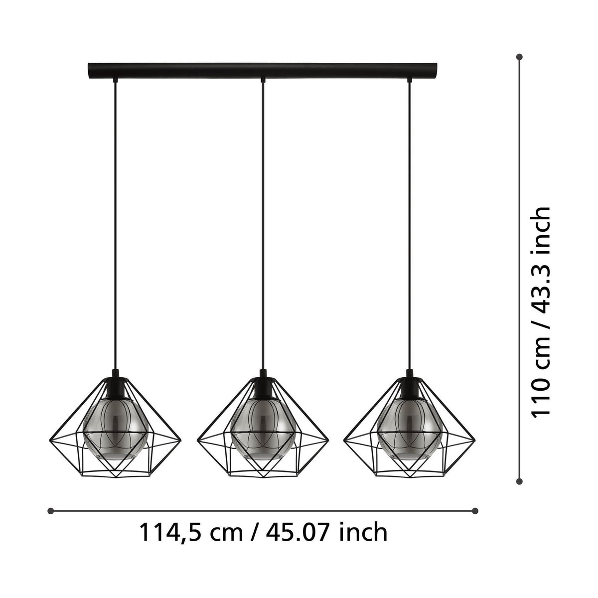 Clorbelle Smoked Glass Linear Pendant Light - Black