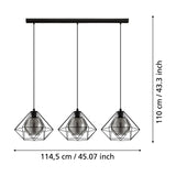 Clorbelle Smoked Glass Linear Pendant Light - Black