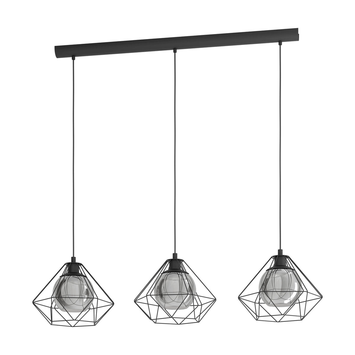 Clorbelle Smoked Glass Linear Pendant Light - Black