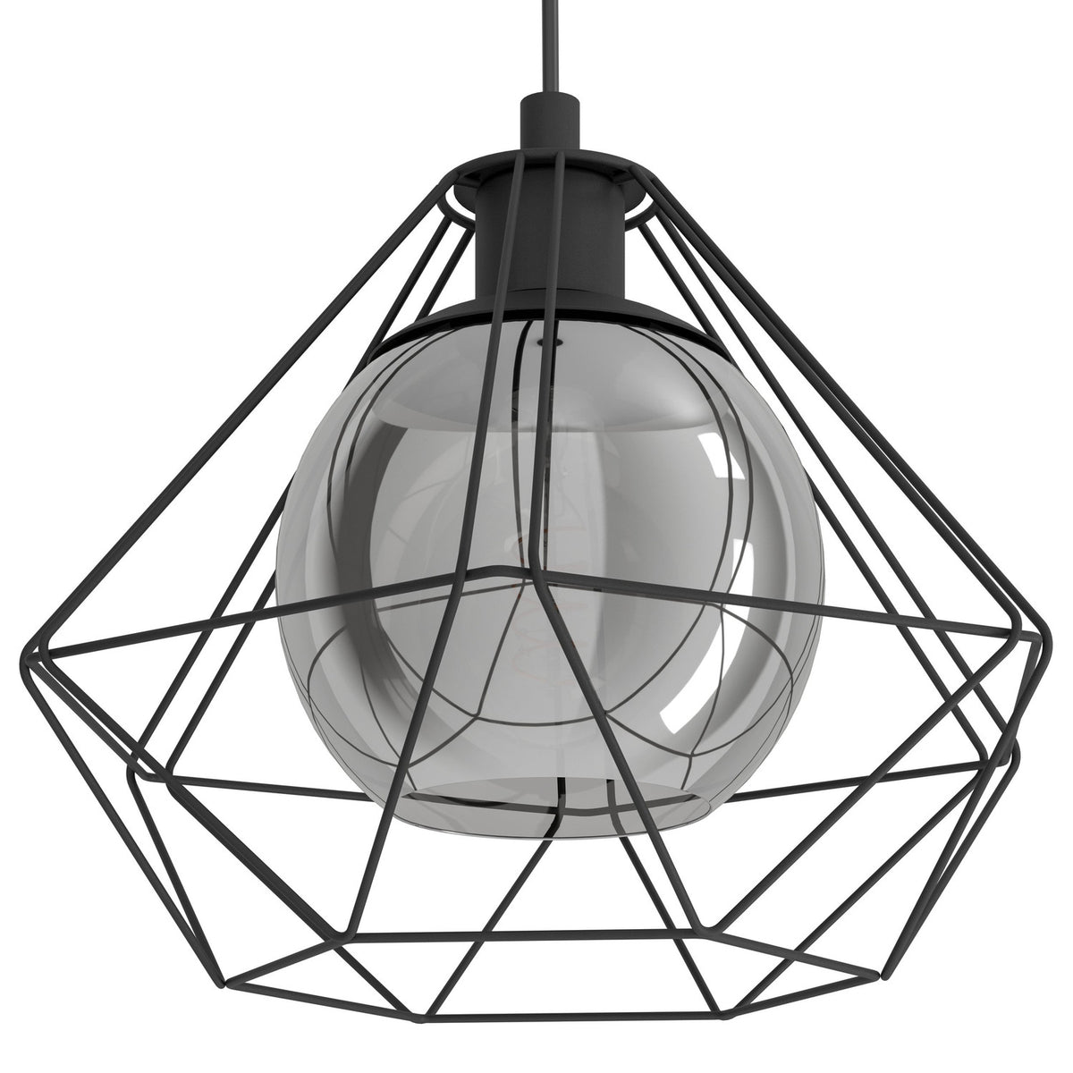 Clorbelle Smoked Glass Pendant Light 32.5cm - Black