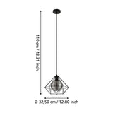 Clorbelle Smoked Glass Pendant Light 32.5cm - Black