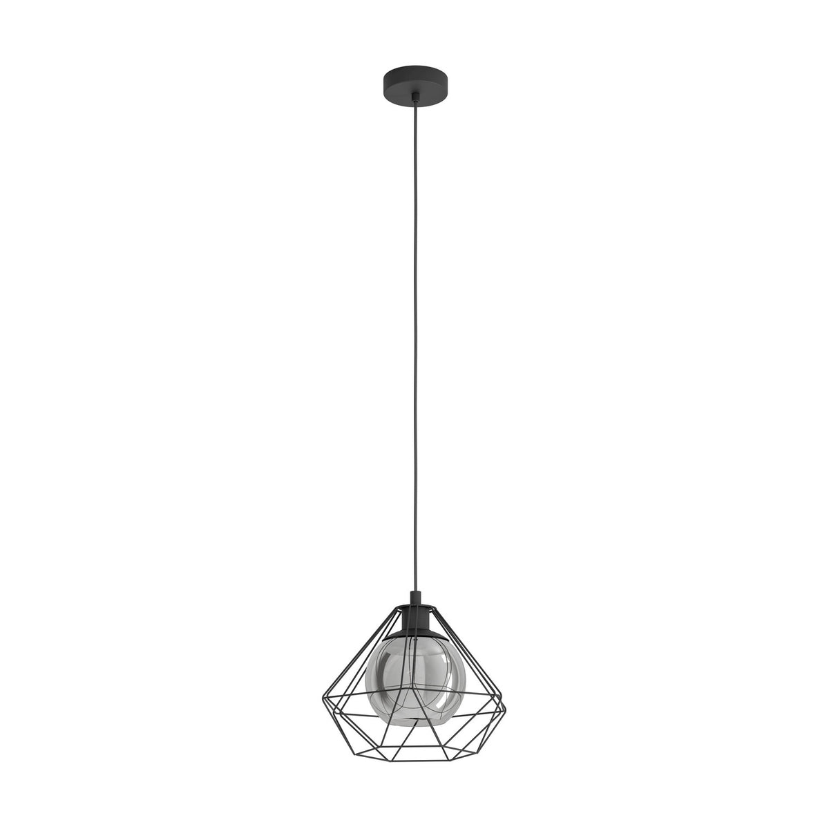 Clorbelle Smoked Glass Pendant Light 32.5cm - Black