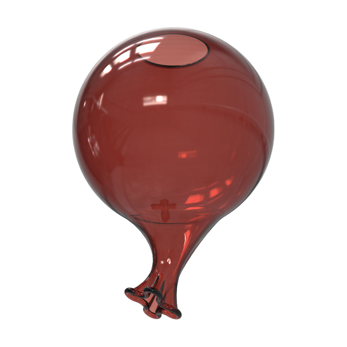 Clown 15cm glass light shade in red, a translucent balloon-shaped globe narrowing to a twisted glass tail, shown on a plain white background.