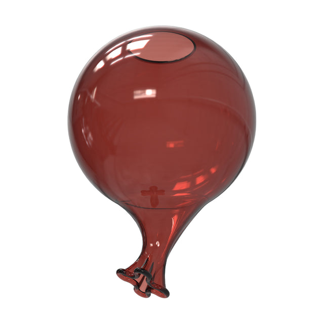 Clown 15cm glass light shade in red, a translucent balloon-shaped globe narrowing to a twisted glass tail, shown on a plain white background.
