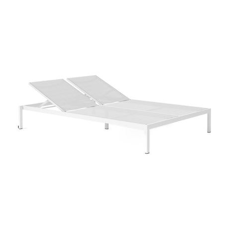 Club Aluminium Double Sun Lounger with white frame and two adjustable grey sling backrests, shown on a plain white background.