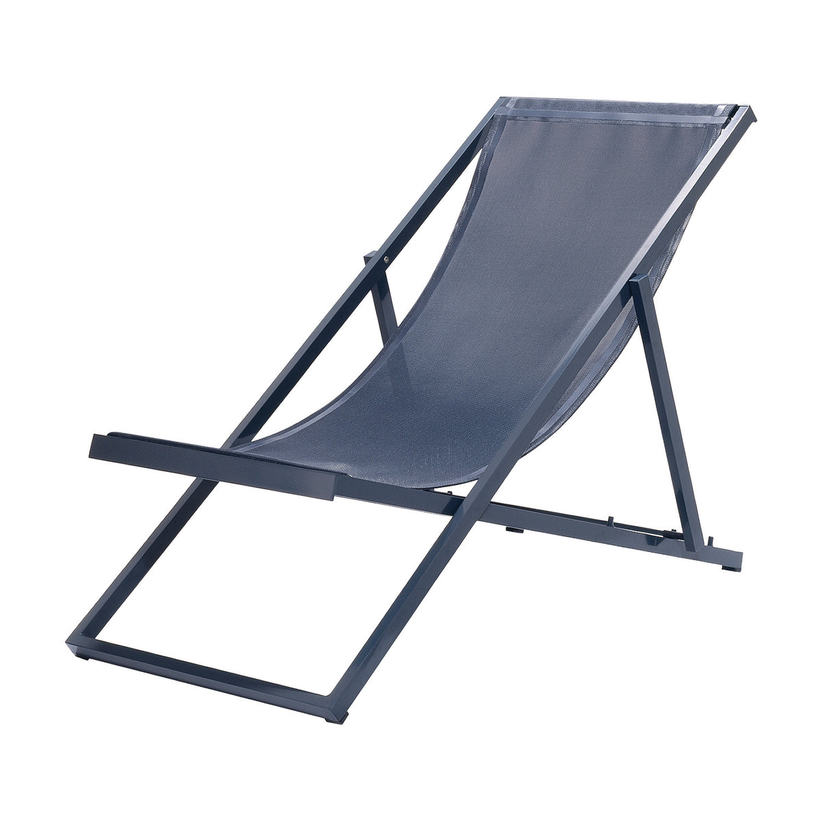 Club Aluminium Folding Deck Chair in graphite, with angled aluminium frame and grey Vinytex sling seat, shown on a plain white background.
