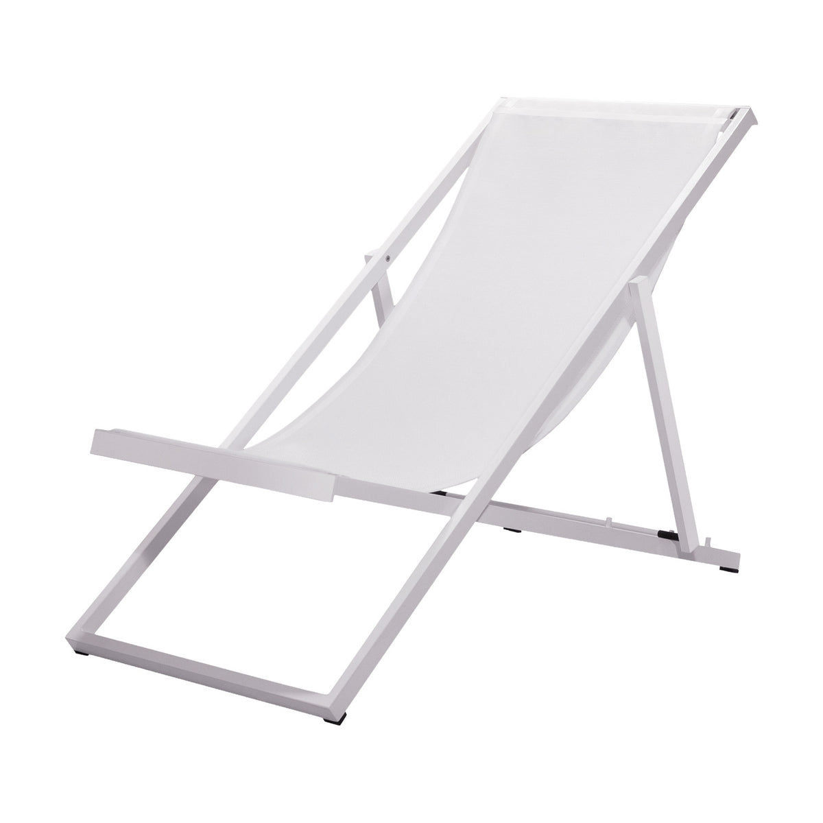 Club Aluminium Folding Deck Chair with white frame and white Vinytex sling seat, shown at an angle on a plain white background.