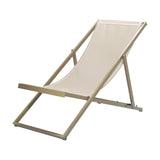 Club Aluminium Folding Deck Chair with beige Vinytex sling seat and angled aluminium frame, shown on a plain white background.