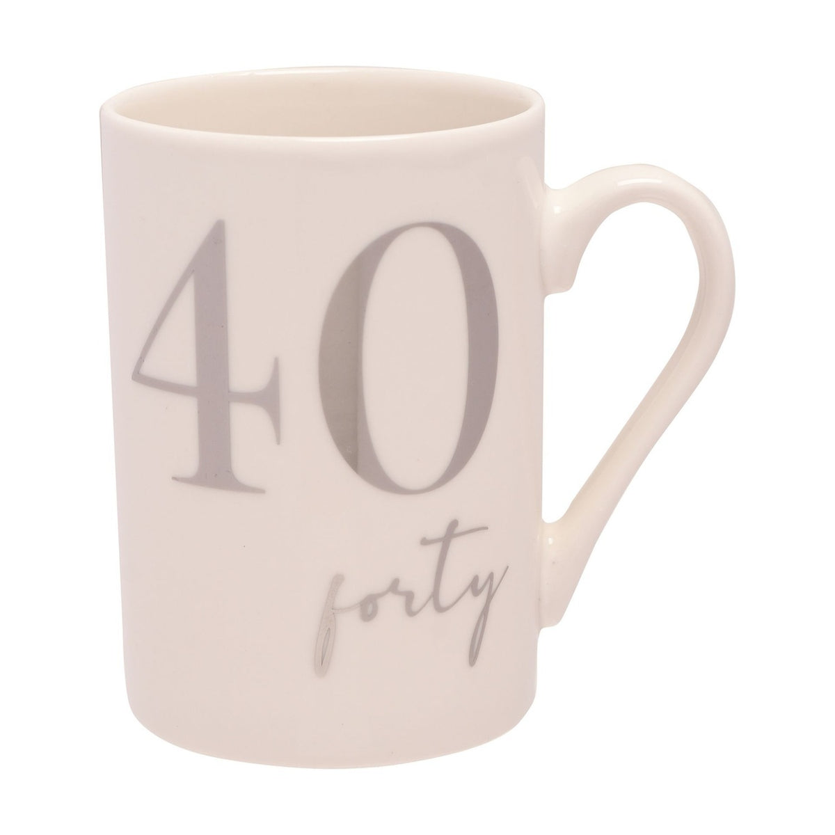 40 Forty Birthday Foil Lettering Ceramic Mug 11oz - Silver