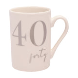 40 Forty Birthday Foil Lettering Ceramic Mug 11oz - Silver