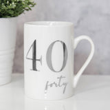 40 Forty Birthday Foil Lettering Ceramic Mug 11oz - Silver