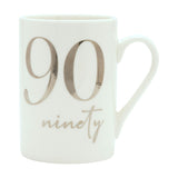 90th Birthday Ceramic 11oz Mug with Metallic Print - White