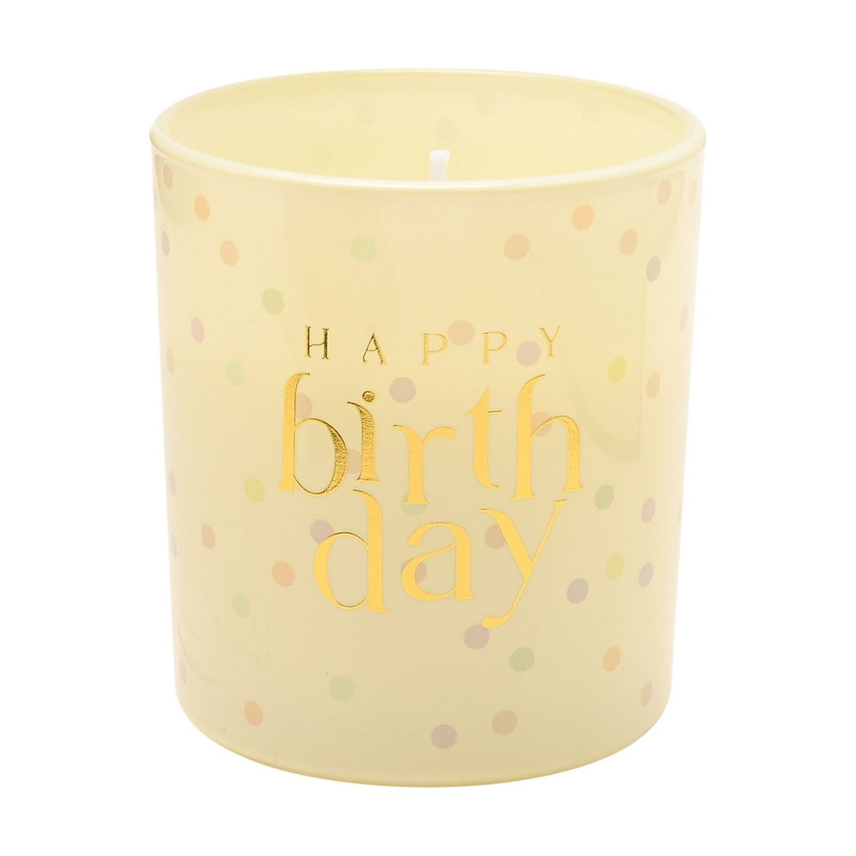 Happy Birthday Round Pastel Dot Scented Candle 120g - Cream
