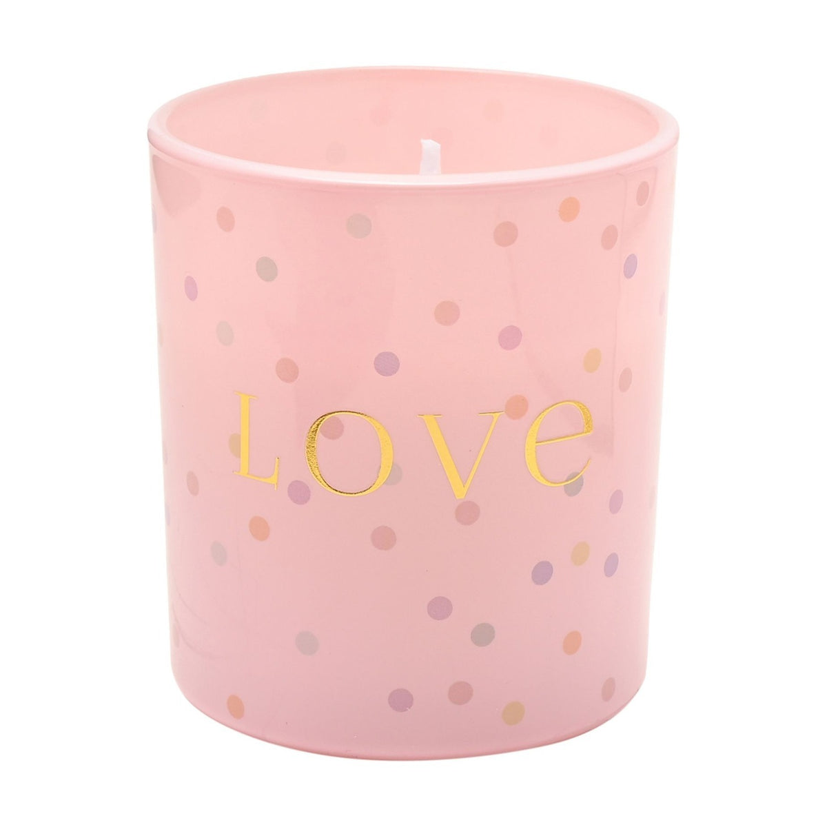 Love Spotted Scented Candle 120g with Gold Lettering - Pink