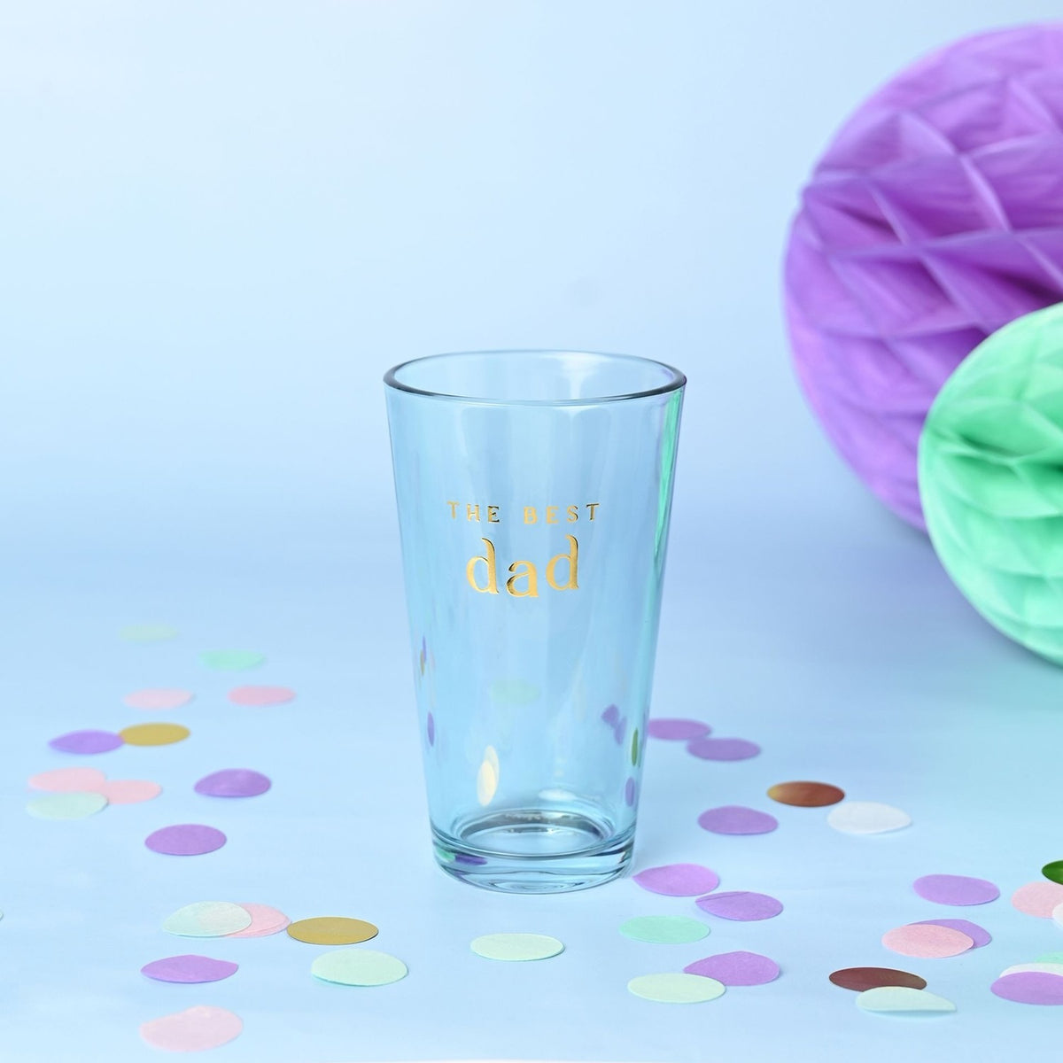 The Best Dad Tapered Foiled Beer Glass 460ml - Green & Gold