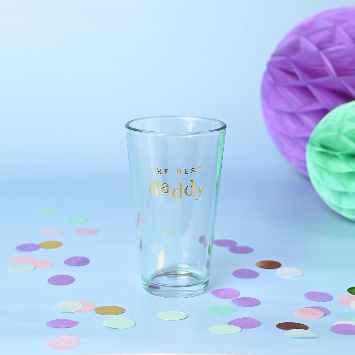 The Best Daddy Foil Lettered Beer Glass 460ml - Clear & Gold