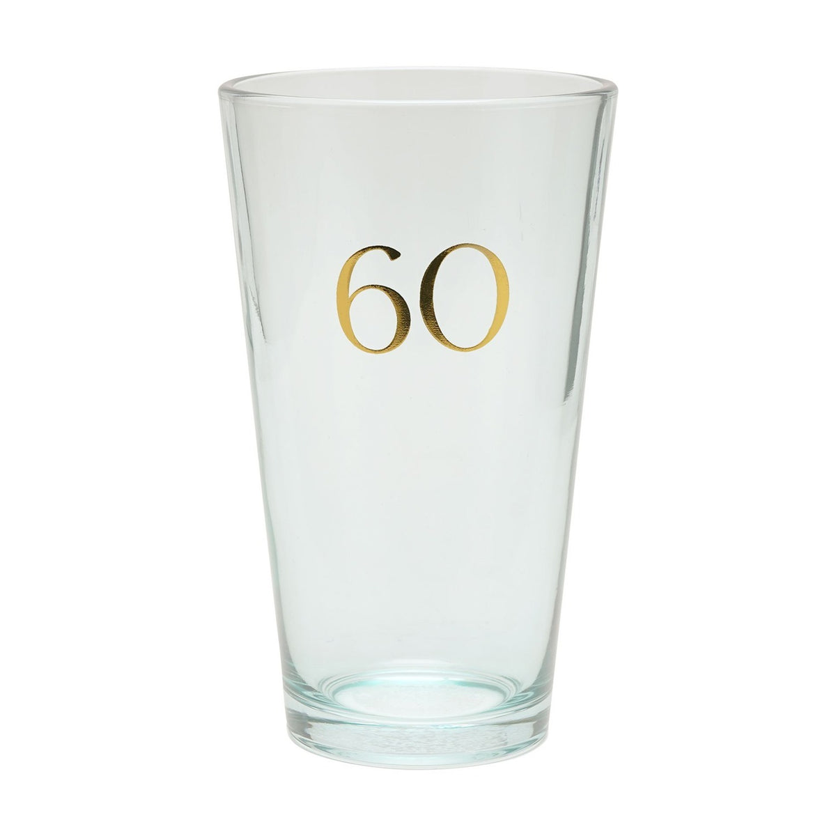 Foiled Number 60 Tapered Beer Glass 460ml - Blue & Gold