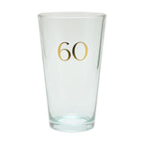 Foiled Number 60 Tapered Beer Glass 460ml - Blue & Gold