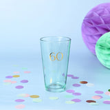 Foiled Number 60 Tapered Beer Glass 460ml - Blue & Gold