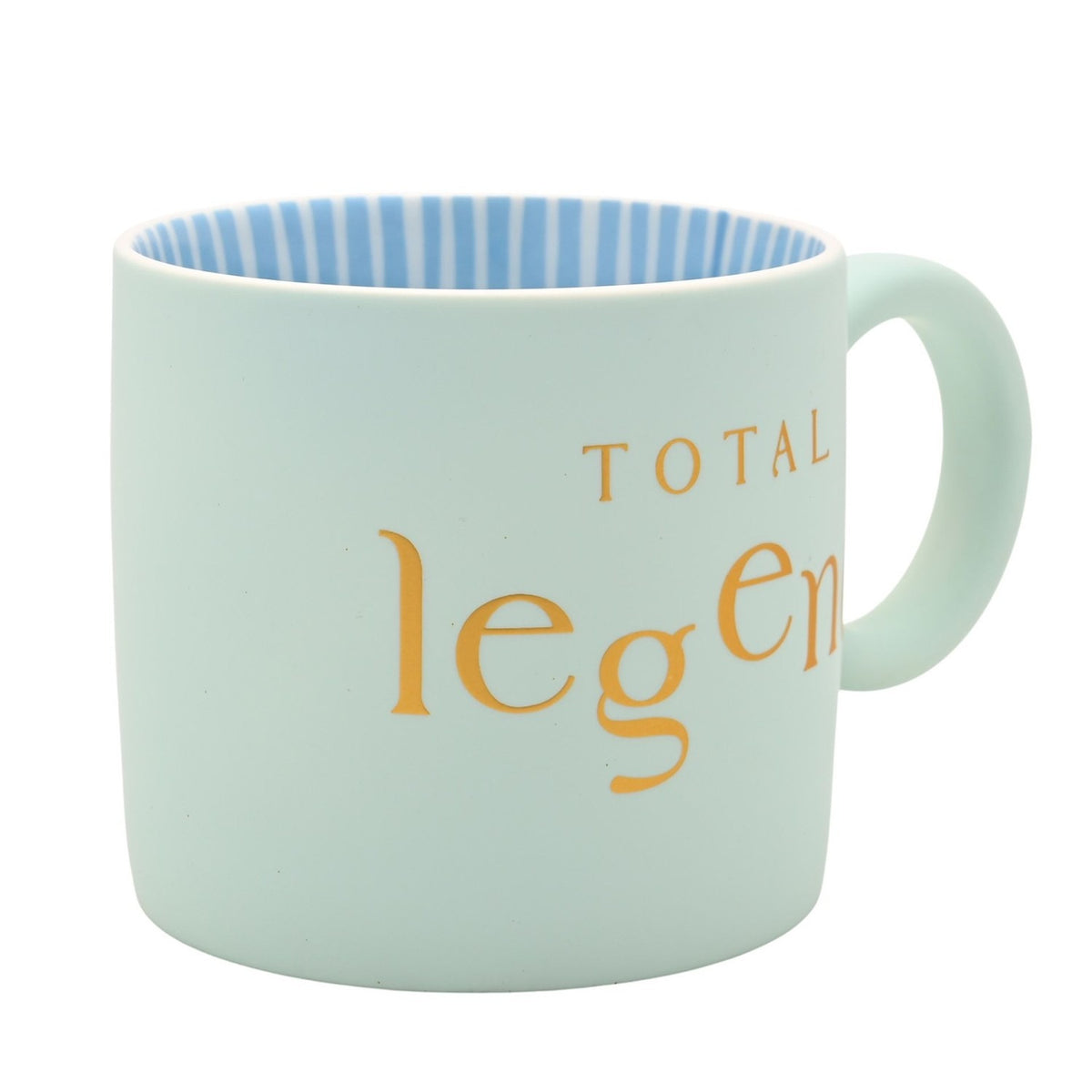 Total Legend Porcelain Ring Handle Mug - Light Blue & Gold