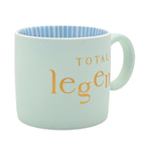 Total Legend Porcelain Ring Handle Mug - Light Blue & Gold